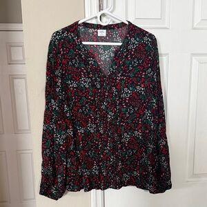Croft & Barrow Black and Red Floral Blouse
